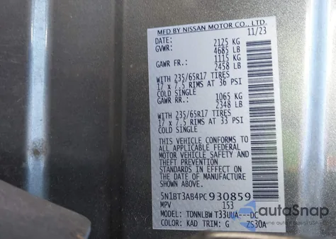 2023 Nissan Rogue S Intelligent Awd z USA, uszkodzony, nr VIN 5N1BT3AB4PC930859